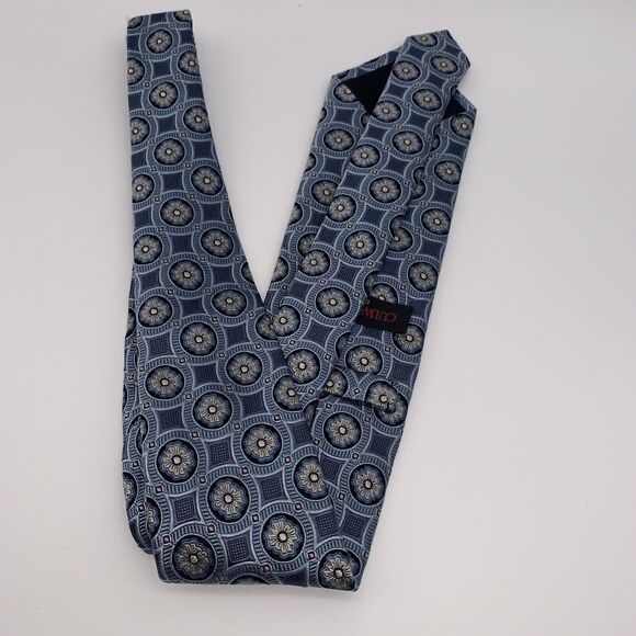 CULWELL & SON Men's Silk Geometric Designer Blue EUC Rare New - Picture 6 of 7